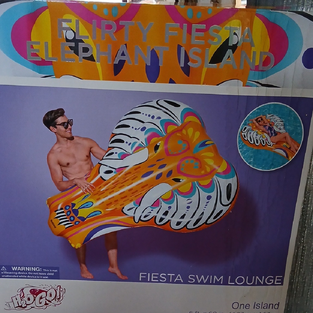 H2OGO! ONE ISLAND Flirty Fiesta ELEPHANT Island Pool FLOAT 6 ft x 60" NEW IN BOX